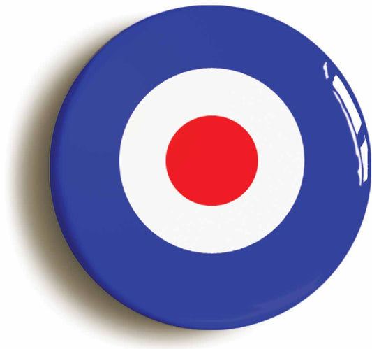 A picture of the front of the product, titled Mod Roundel Target Circular 50mm Fridge Magnet