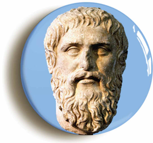 A picture of the front of the product, titled Plato Philosophy Circular 50mm Fridge Magnet