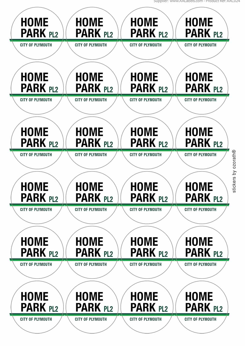 Home Park City Of Plymouth Pl2 Road Sign Matt Paper Stickers