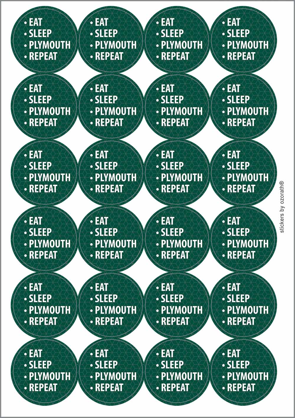 A picture of an A4 sheet of matte paper stickers