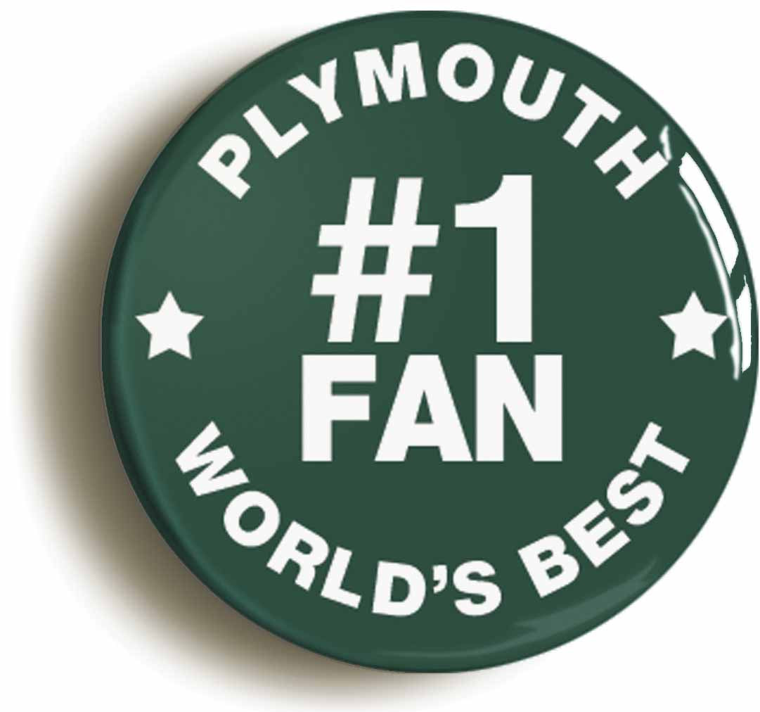 A picture of the front of the product, titled Plymouth #1 Fan Circular 50mm Fridge Magnet