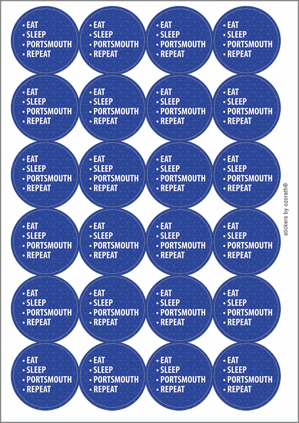 A picture of an A4 sheet of matte paper stickers