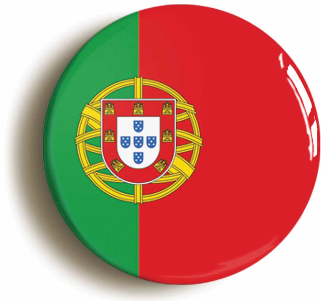 A picture of the front of the product, titled Portugal Portuguese National Flag Button Pin Badge