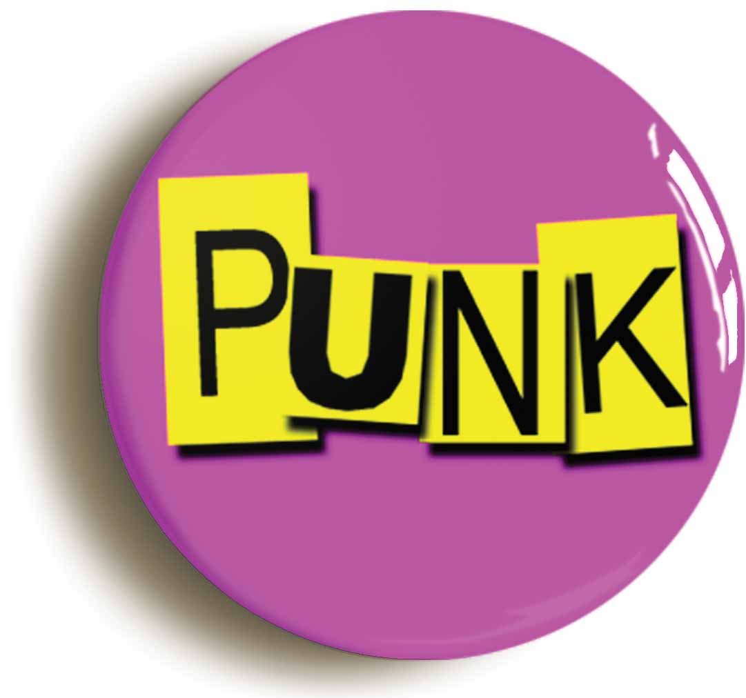 A picture of the front of the product, titled Punk Pink Circular 50mm Fridge Magnet