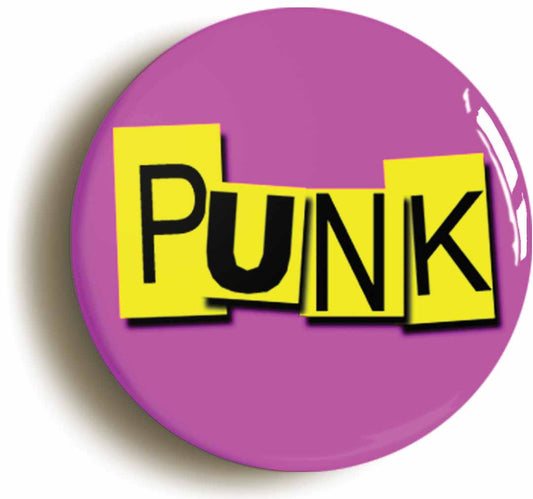 A picture of the front of the product, titled Punk Pink Circular 50mm Fridge Magnet
