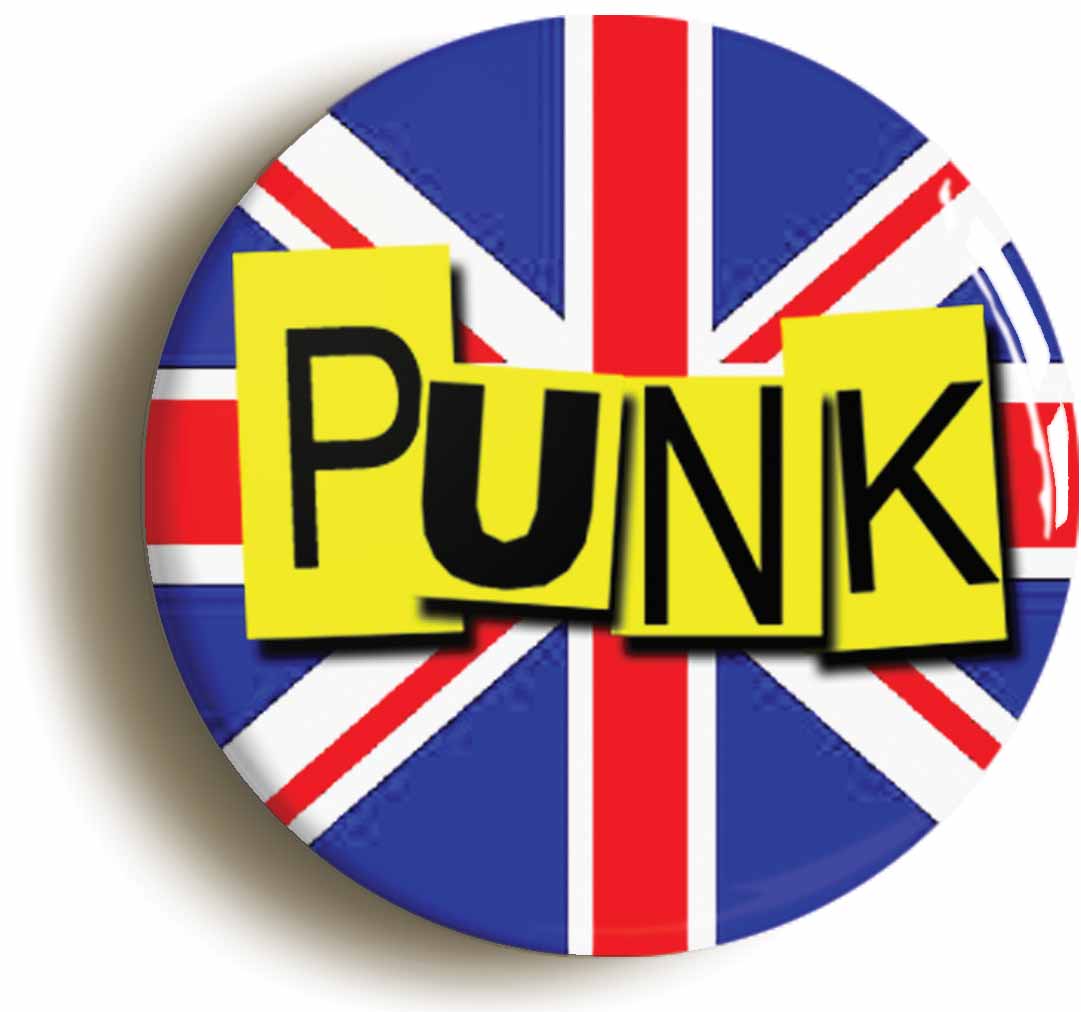A picture of the front of the product, titled Punk Union Jack Circular 50mm Fridge Magnet