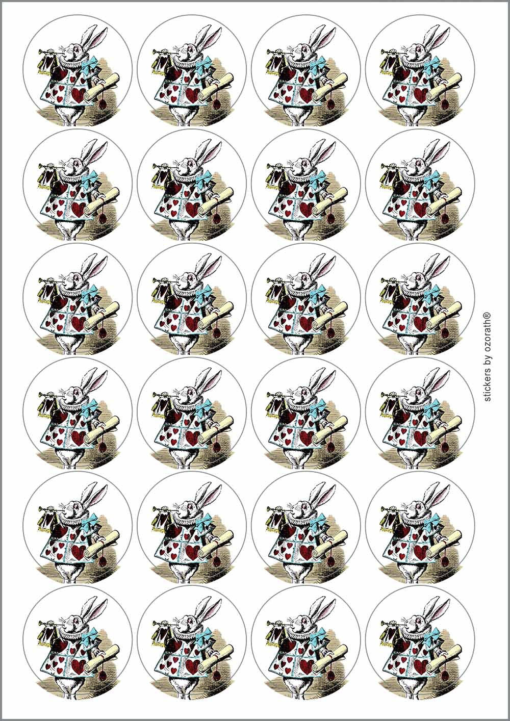 A picture of an A4 sheet of matte paper stickers