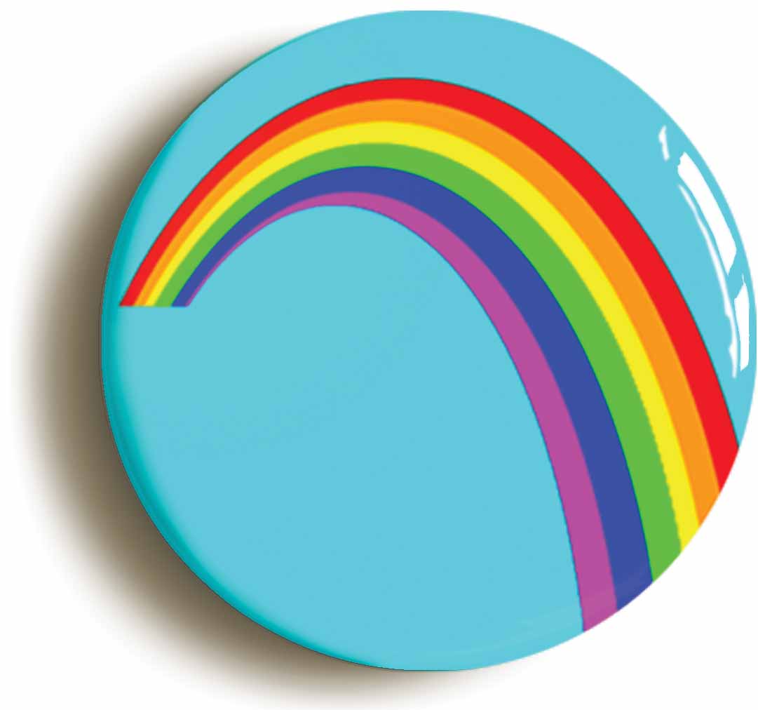 A picture of the front of the product, titled Arc Rainbow LGBT Gay Pride Diversity Button Pin Badge