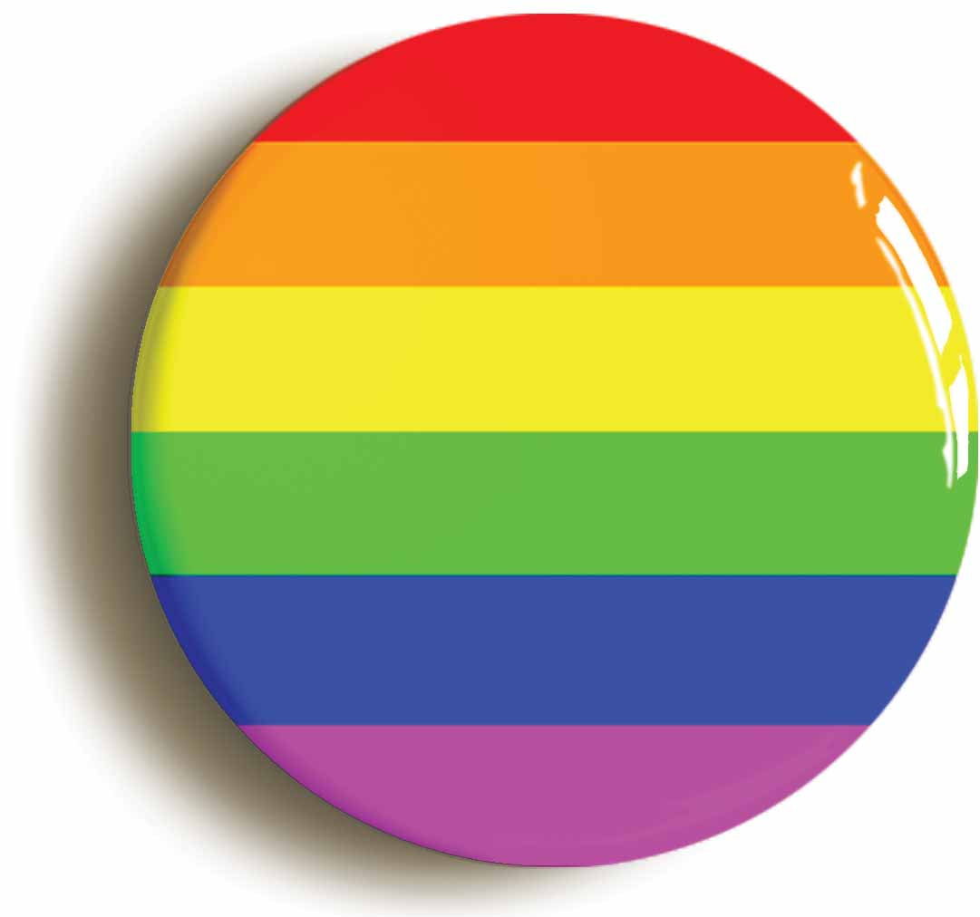 A picture of the front of the product, titled Rainbow LGBT Gay Pride Button Pin Badge