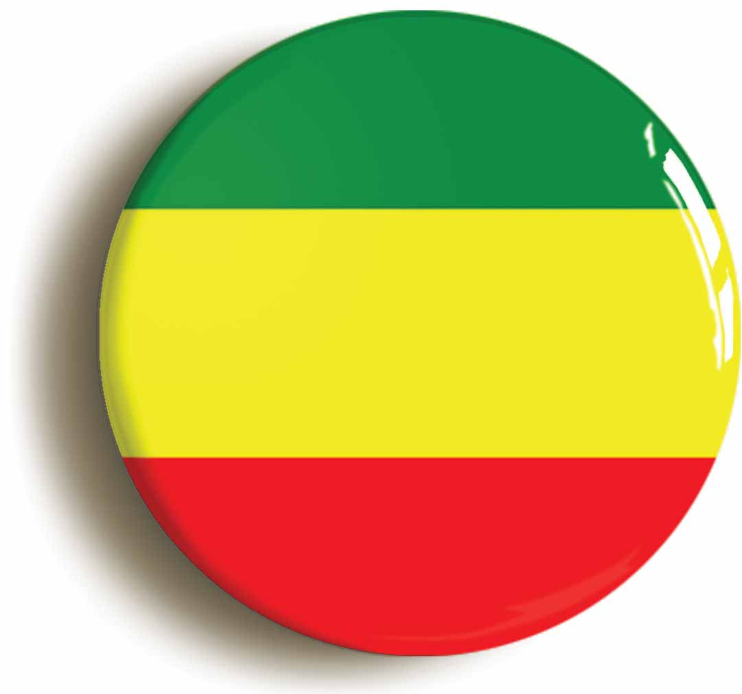 A picture of the front of the product, titled Rastafarian Colours Circular 50mm Fridge Magnet