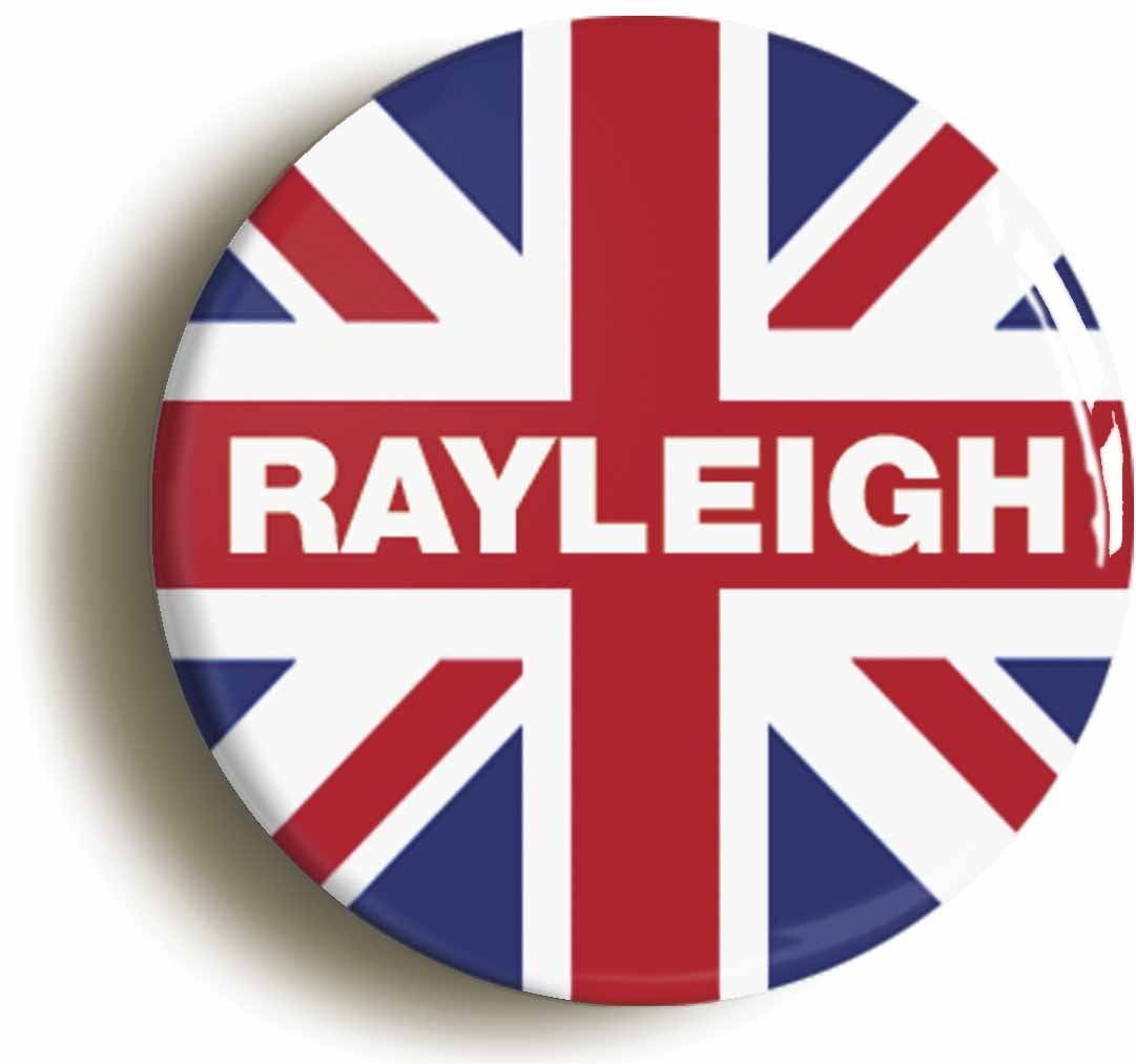 A picture of the front of the product, titled Rayleigh Union Jack Circular 50mm Fridge Magnet