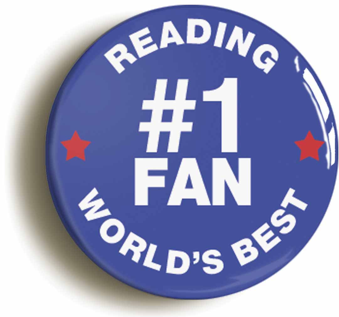 A picture of the front of the product, titled Reading #1 Fan Circular 50mm Fridge Magnet