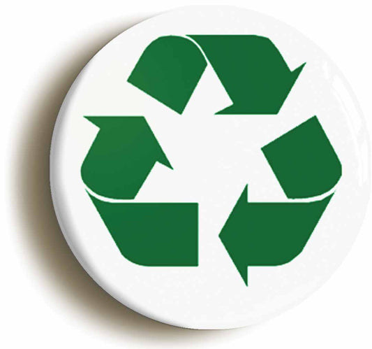 A picture of the front of the product, titled Green Recycling Environment Ecology Button Pin Badge