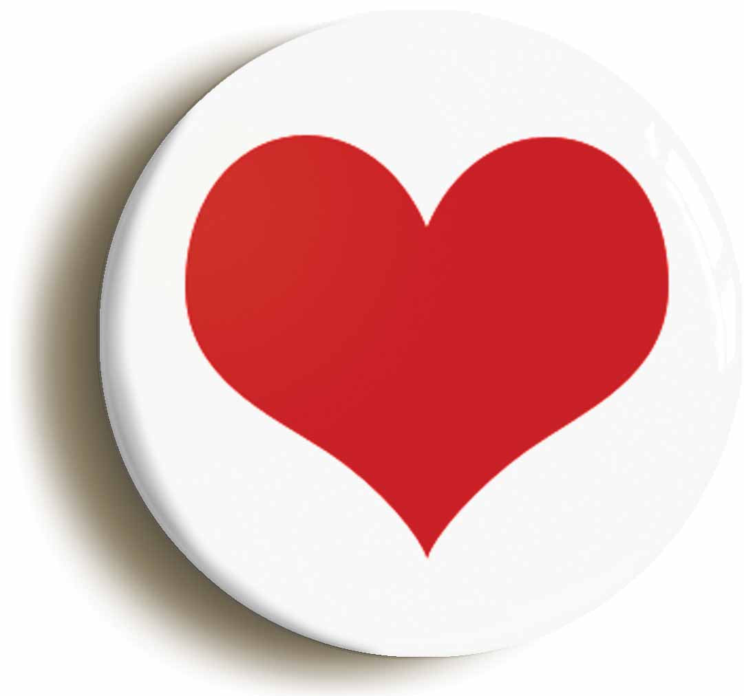 A picture of the front of the product, titled Red Heart Button Pin Badge