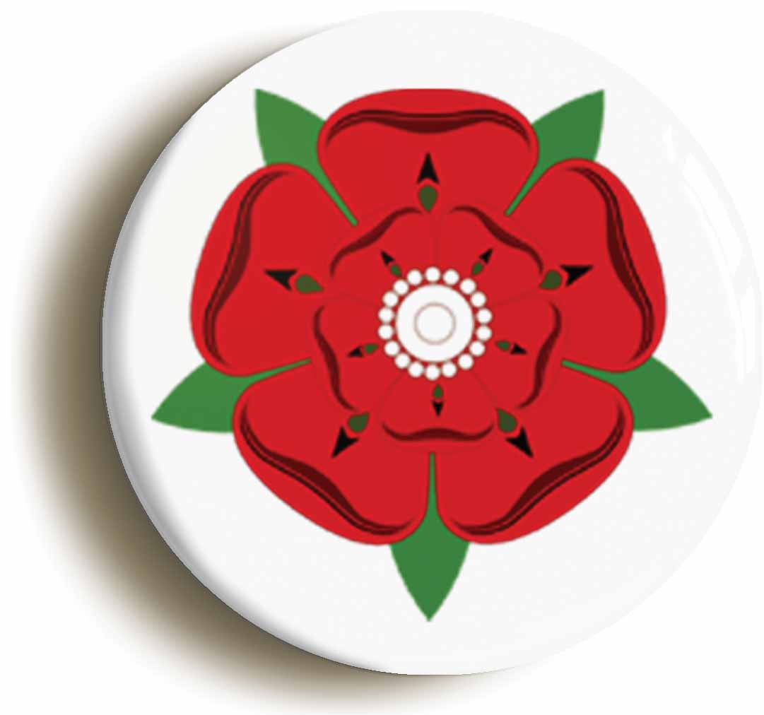 A picture of the front of the product, titled Lancashire Red Rose Circular 50mm Fridge Magnet