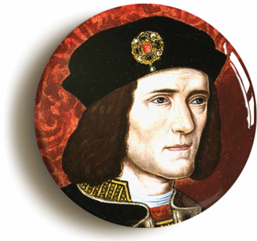 A picture of the front of the product, titled King Richard III 3rd Third Button Pin Badge