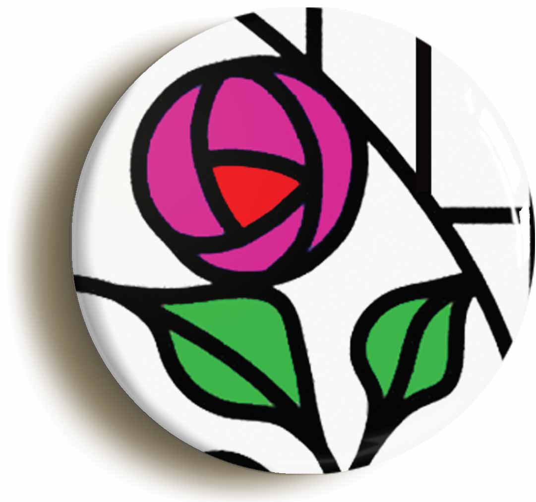 A picture of the front of the product, titled Art Deco Rose Button Pin Badge