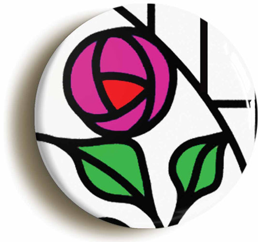 A picture of the front of the product, titled Art Deco Rose Button Pin Badge