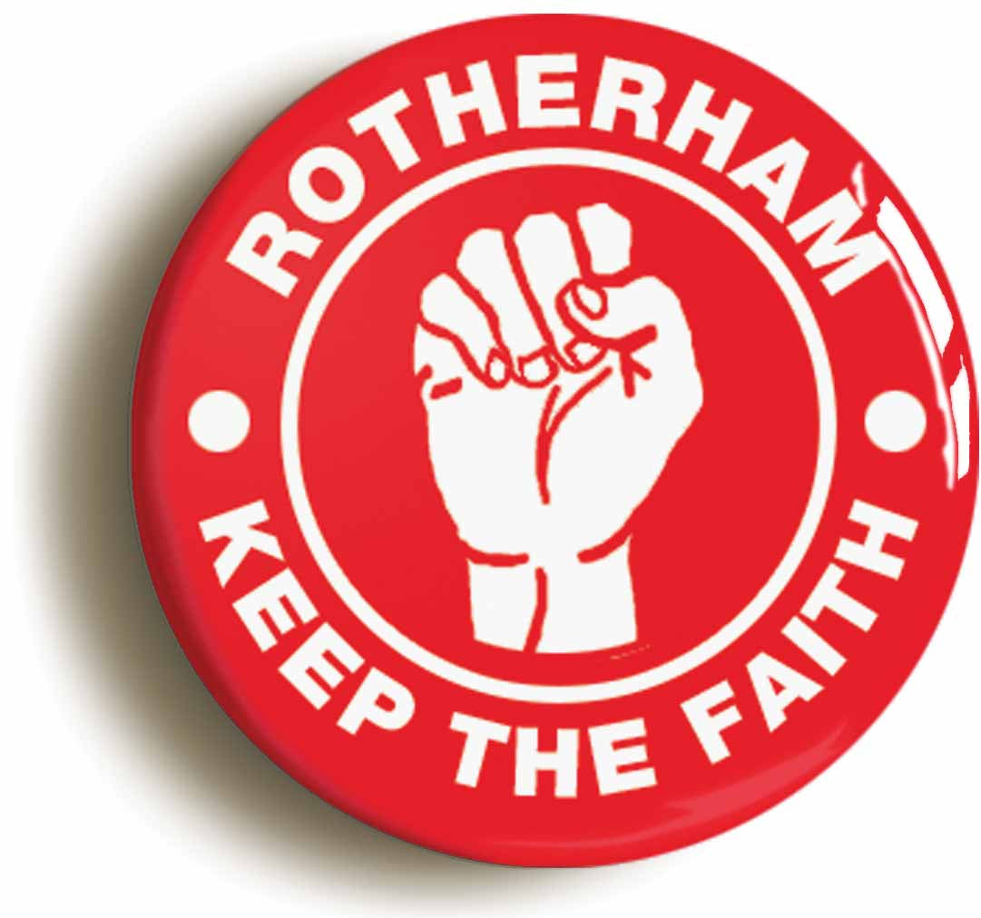 A picture of the front of the product, titled Rotherham Keep The Faith Northern Soul Button Pin Badge