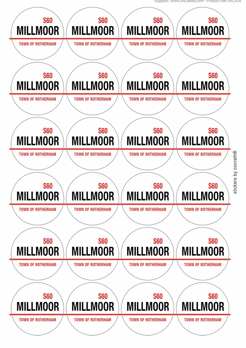 Millmoor Rotherham S60 Road Sign Matt Paper Stickers