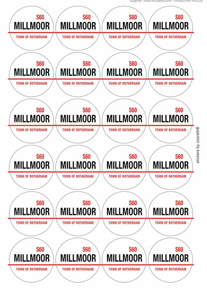 Millmoor Rotherham S60 Road Sign Matt Paper Stickers