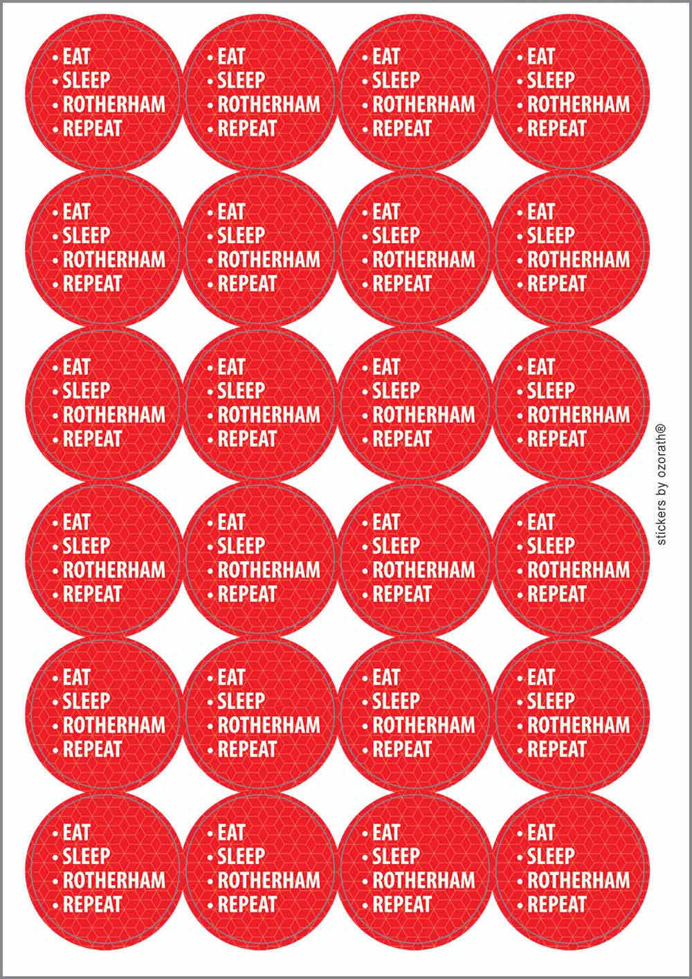 A picture of an A4 sheet of matte paper stickers