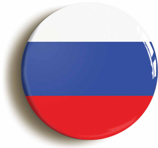 A picture of the front of the product, titled Russia Russian National Flag Button Pin Badge