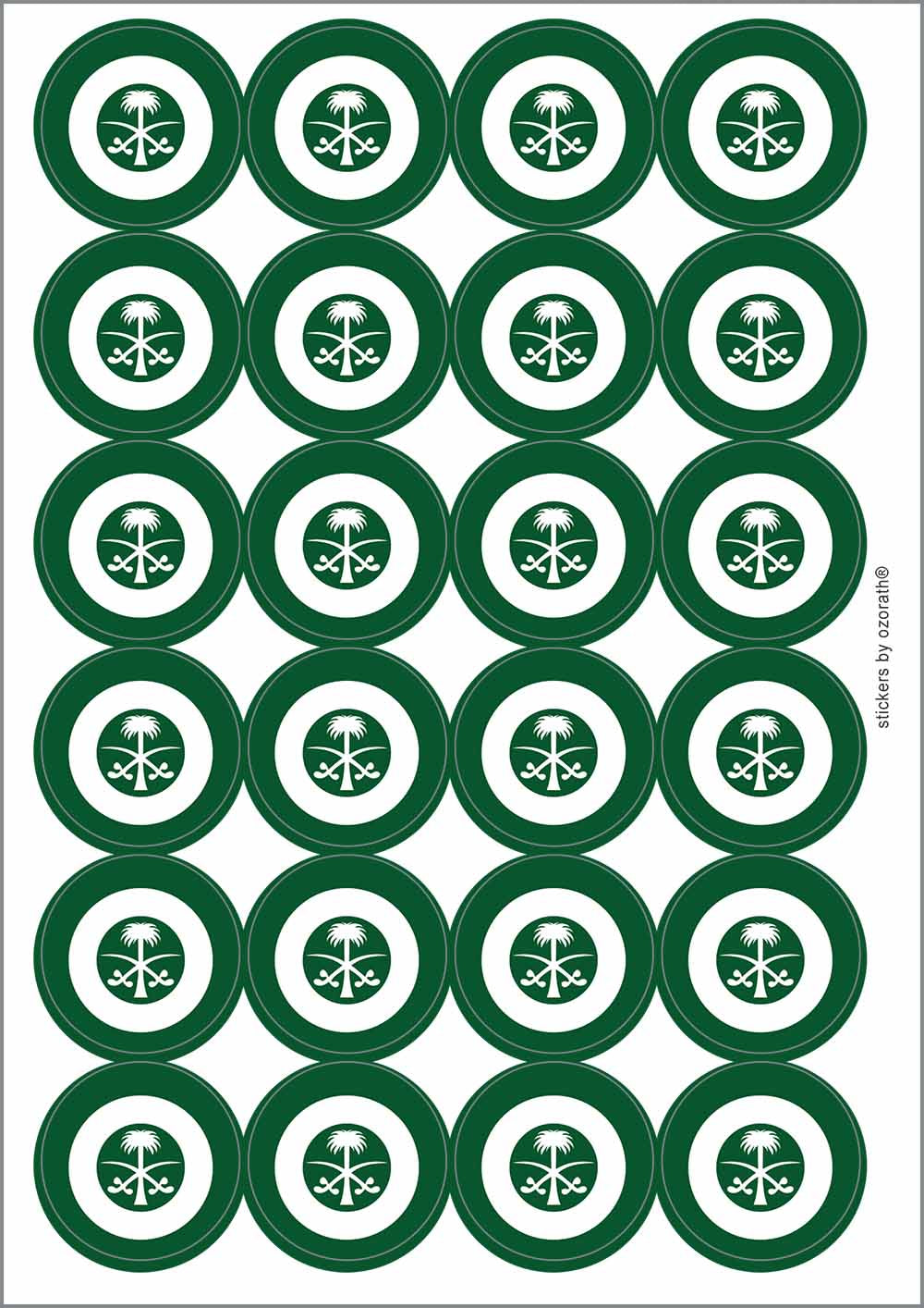 A picture of an A4 sheet of matte paper stickers
