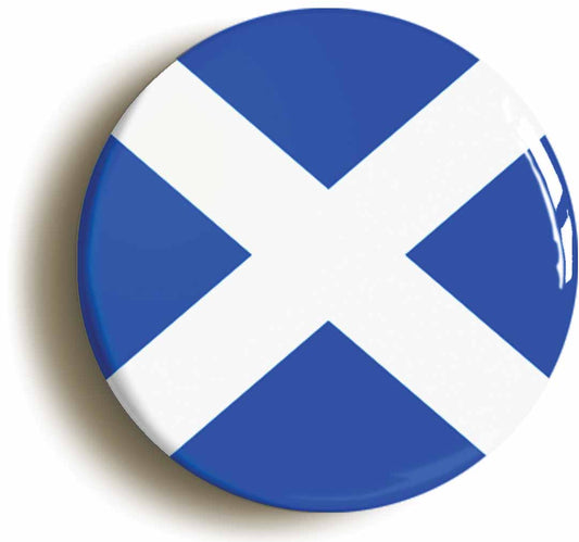 A picture of the front of the product, titled Scotland Scottish National Flag Button Pin Badge