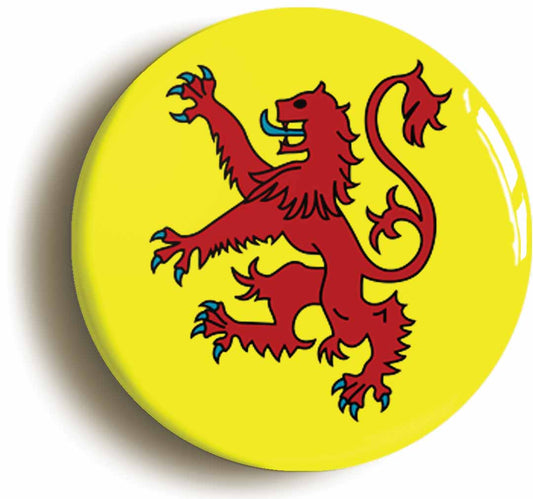 A picture of the front of the product, titled Scottish Lion Standard Flag Button Pin Badge