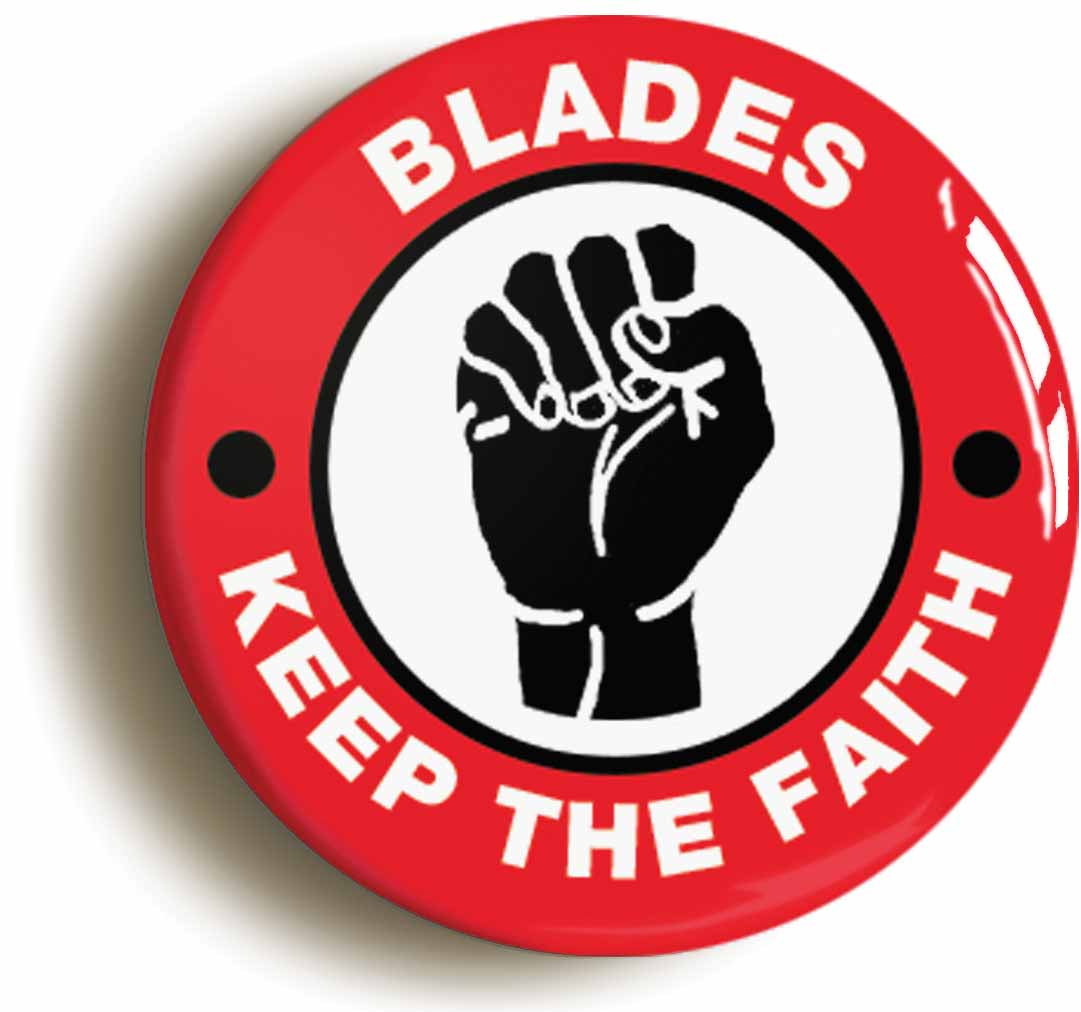 A picture of the front of the product, titled Blades Keep The Faith Northern Soul Circular 50mm Fridge Magnet