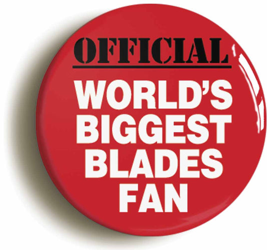 A picture of the front of the product, titled World's Biggest Blades Fan Circular 50mm Fridge Magnet