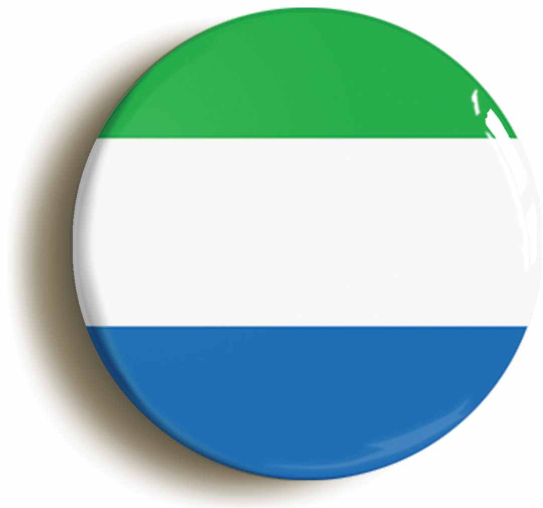 A picture of the front of the product, titled Sierra Leone National Flag Button Pin Badge