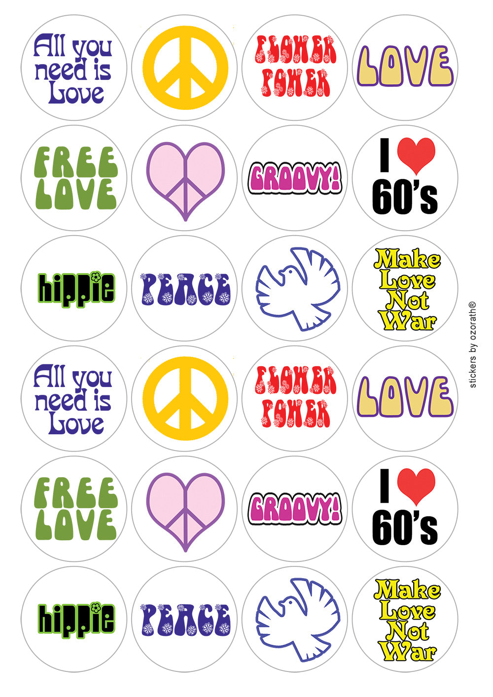A picture of an A4 sheet of matte paper stickers
