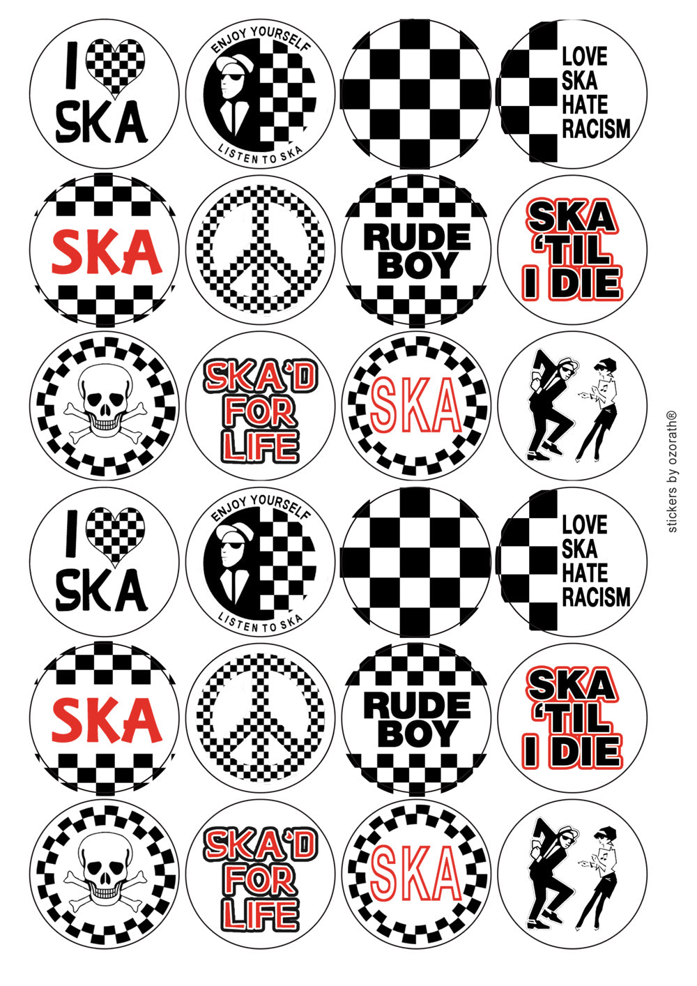 Ska Various Matt Paper Stickers