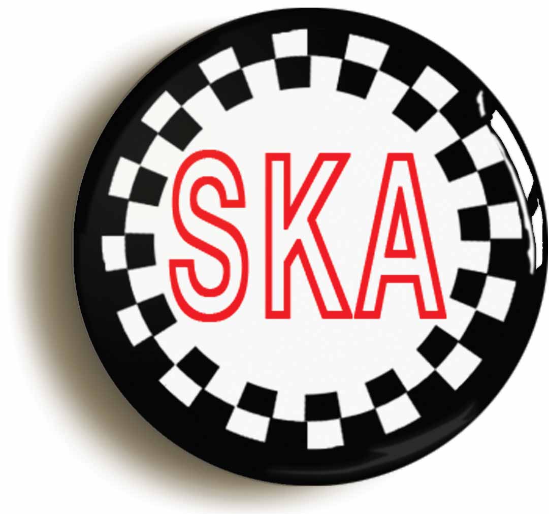 A picture of the front of the product, titled Ska Circle Button Pin Badge