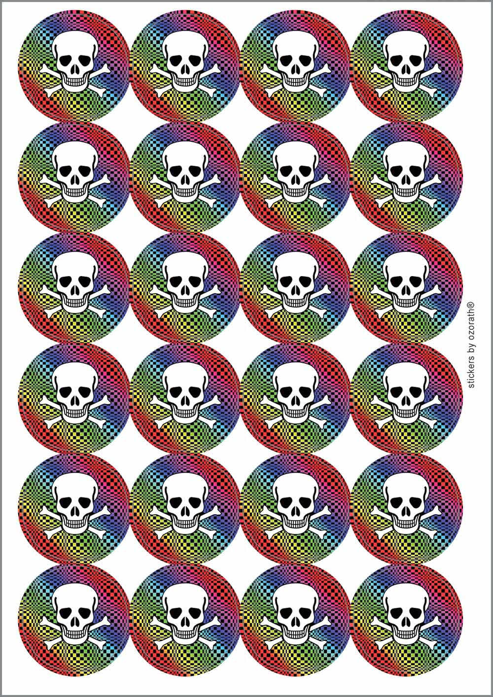 A picture of an A4 sheet of matte paper stickers