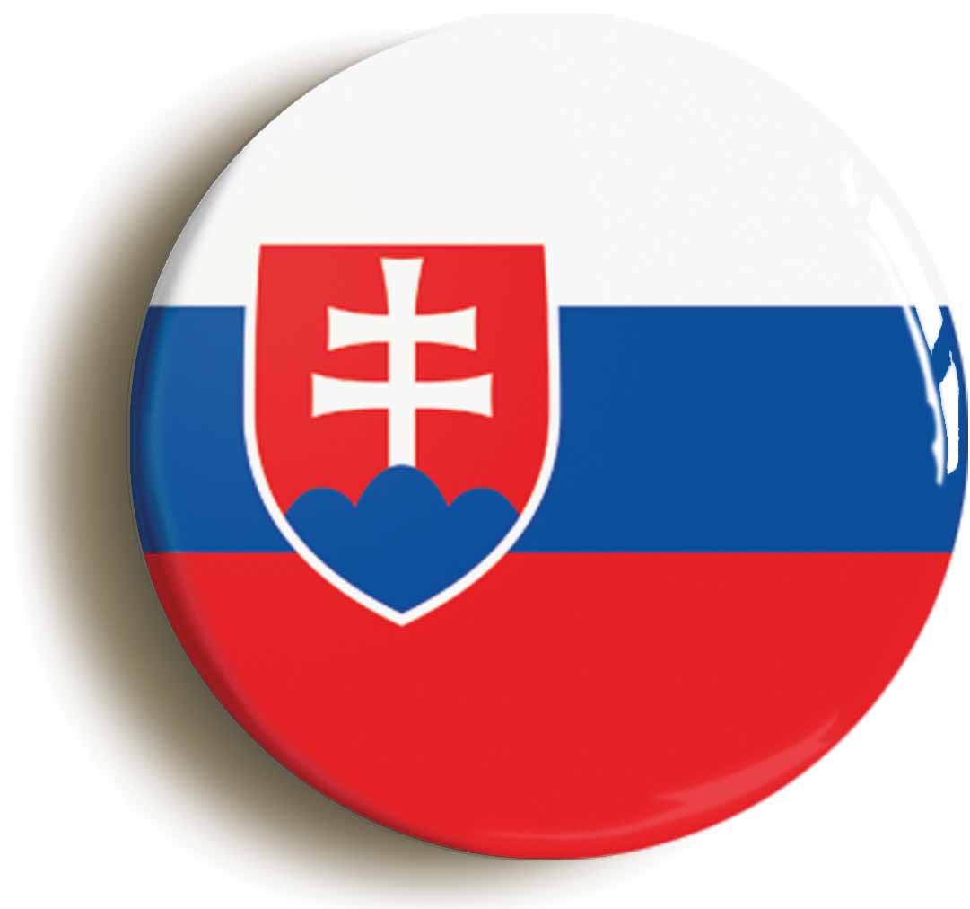 A picture of the front of the product, titled Slovakia Slovak National Flag Button Pin Badge