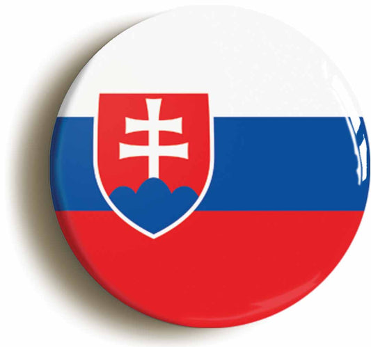 A picture of the front of the product, titled Slovakia Slovak National Flag Button Pin Badge