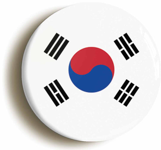 A picture of the front of the product, titled South Korea Korean National Flag Button Pin Badge