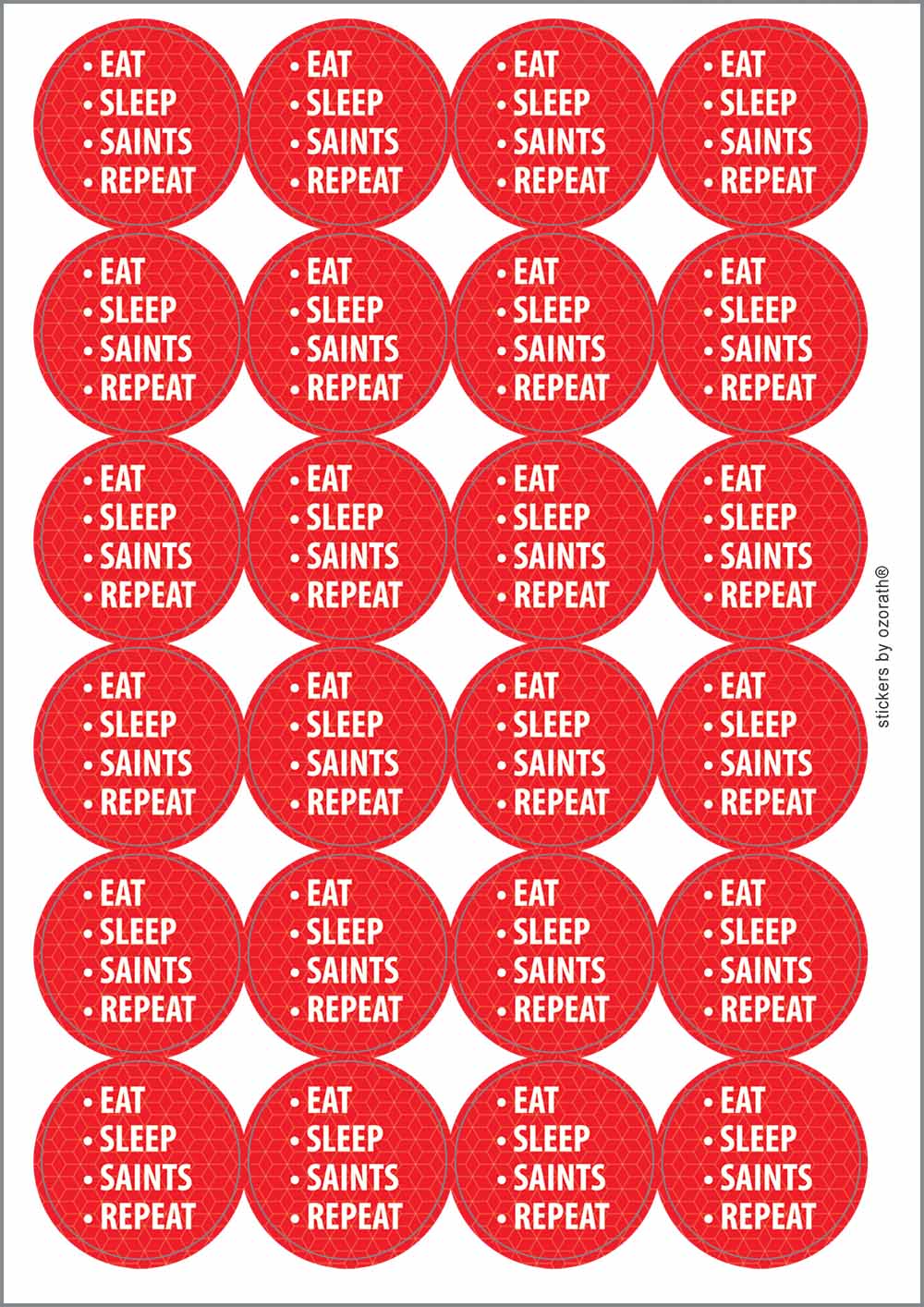 A picture of an A4 sheet of matte paper stickers