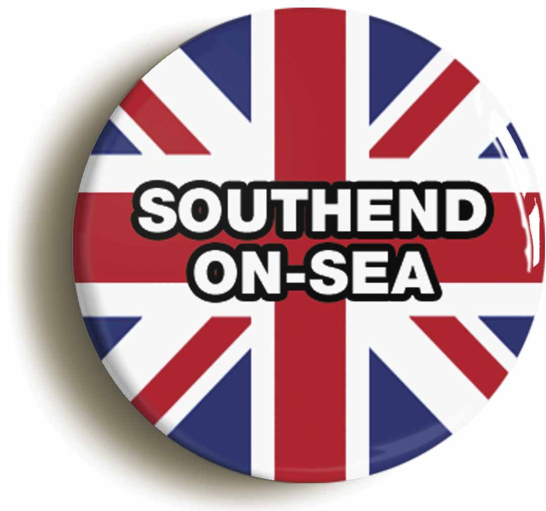 A picture of the front of the product, titled Southend-On-Sea Union Jack Circular 50mm Fridge Magnet