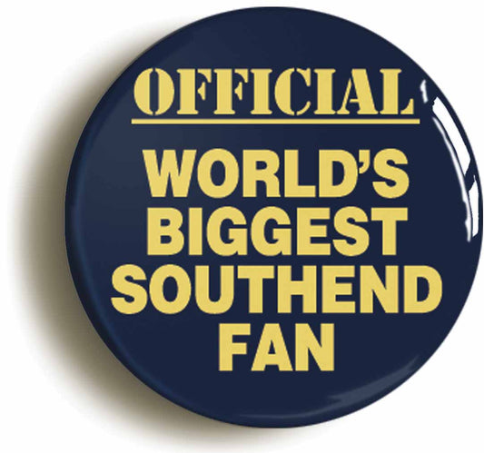 A picture of the front of the product, titled World's Biggest Southend Fan Circular 50mm Fridge Magnet