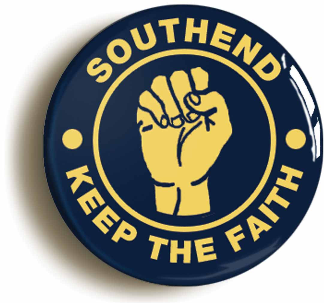 A picture of the front of the product, titled Southend Keep The Faith Northern Soul Button Pin Badge