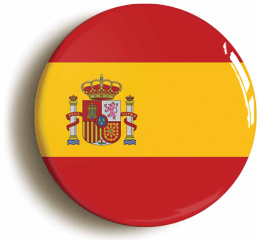 A picture of the front of the product, titled Spain Spanish National Flag Button Pin Badge