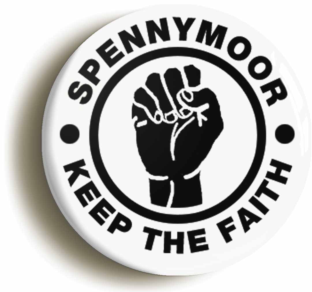 A picture of the front of the product, titled Spennymoor Keep The Faith Circular 50mm Fridge Magnet