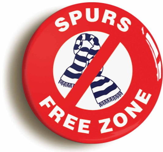A picture of the front of the product, titled Spurs Free Zone Circular 50mm Fridge Magnet
