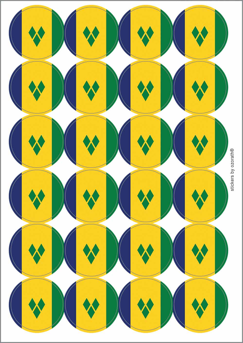 A picture of an A4 sheet of matte paper stickers