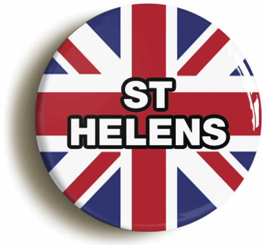A picture of the front of the product, titled St Helens Union Jack Circular 50mm Fridge Magnet