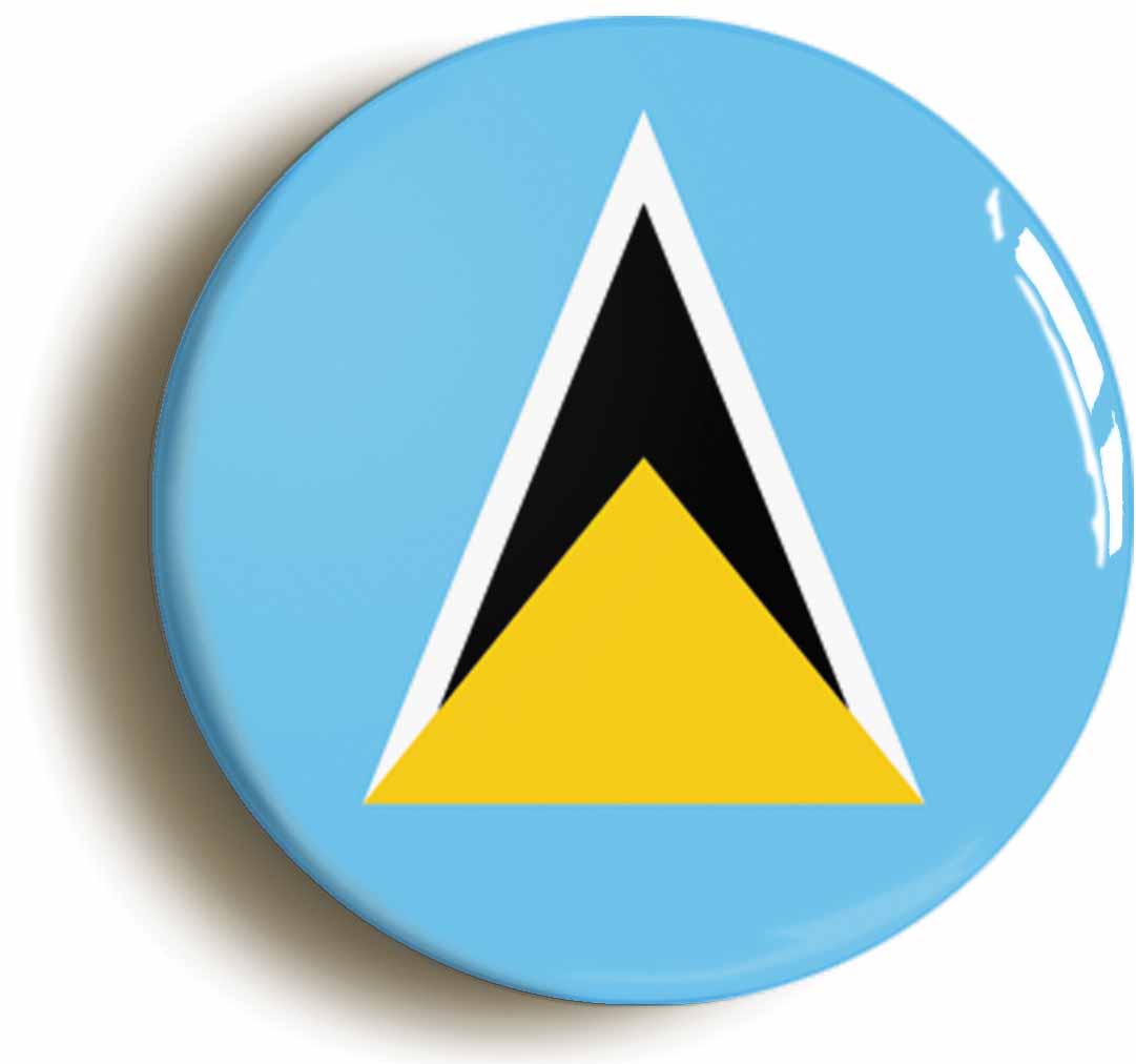 A picture of the front of the product, titled Saint Lucia National Flag Button Pin Badge